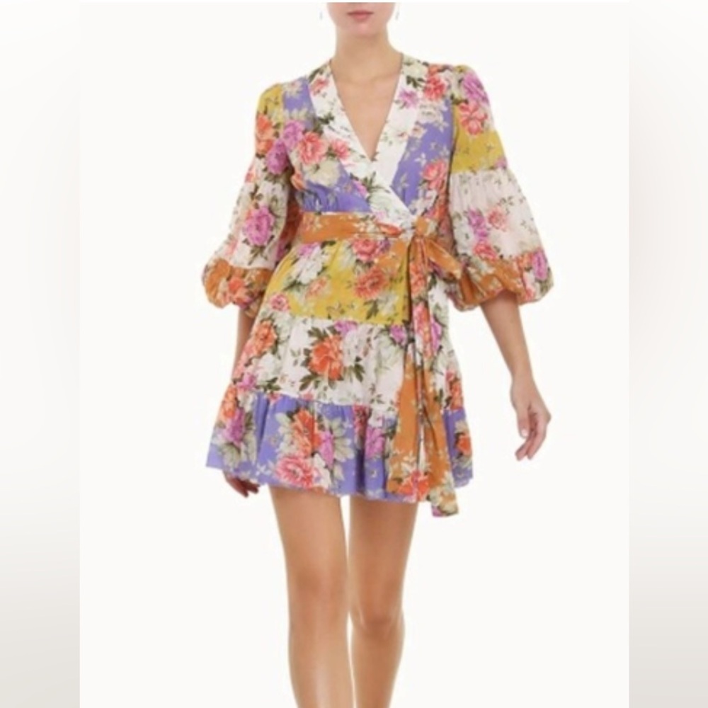 ZIMMERMANN PATTIE WRAP MINI DRESS, size 0/XS